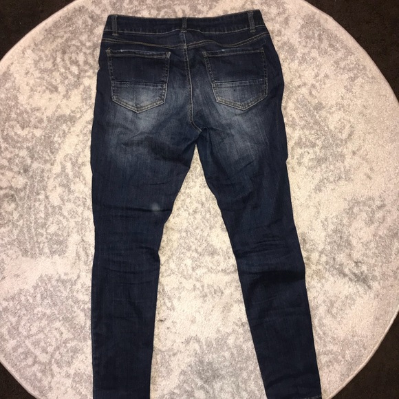 Charlotte Russe Distressed Dark Wash Jeans - Picture 2 of 3